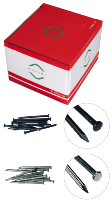 Chiodi acciaio temperato bluito zincato